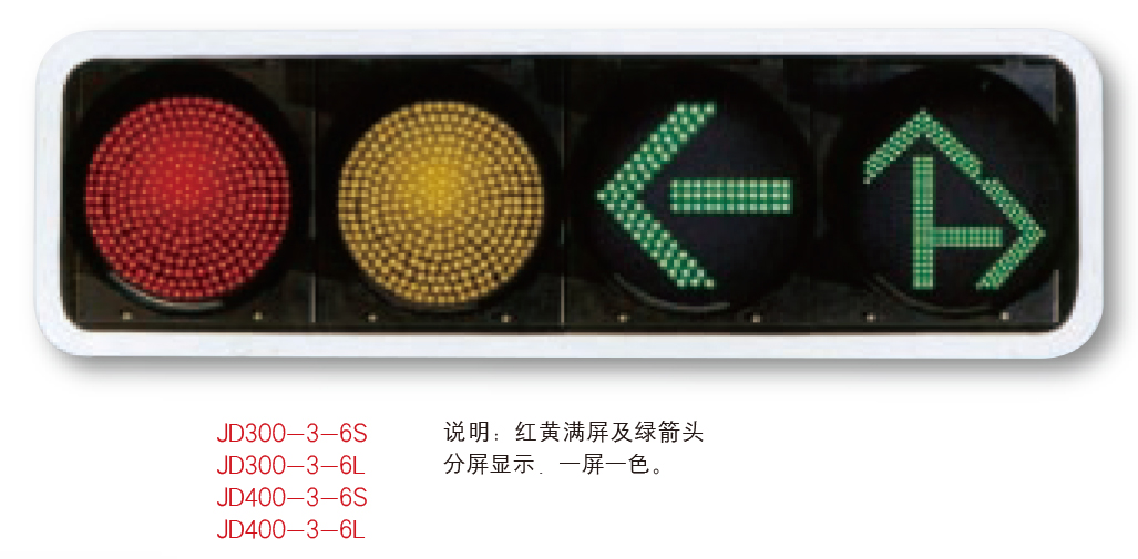 交通信號燈JTXHD-013紅黃綠屏及綠箭頭分屏顯示 一屏一色